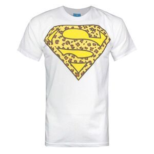 Addict Mens Leopard Symbol Superman T-Shirt / White